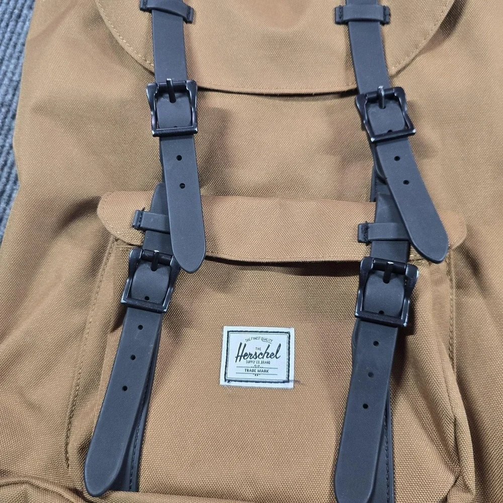 Herschel Backpack Brown Canvas Little America Bag Laptop Compartment Adjustable